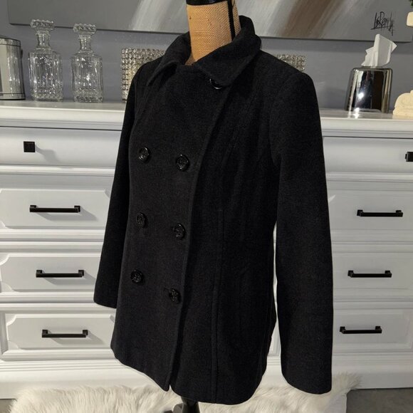 Women's Vtg Bromley Collection Medium double-breasted gray wool-blend peacoat - Picture 4 of 8